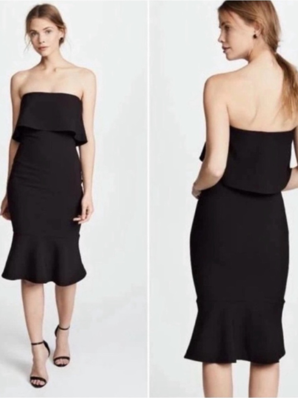 Likely Black Strapless Fold-Over Cocktail Dress